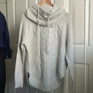 Vera Wang Silver Metallic Sweater with Snood Medium
